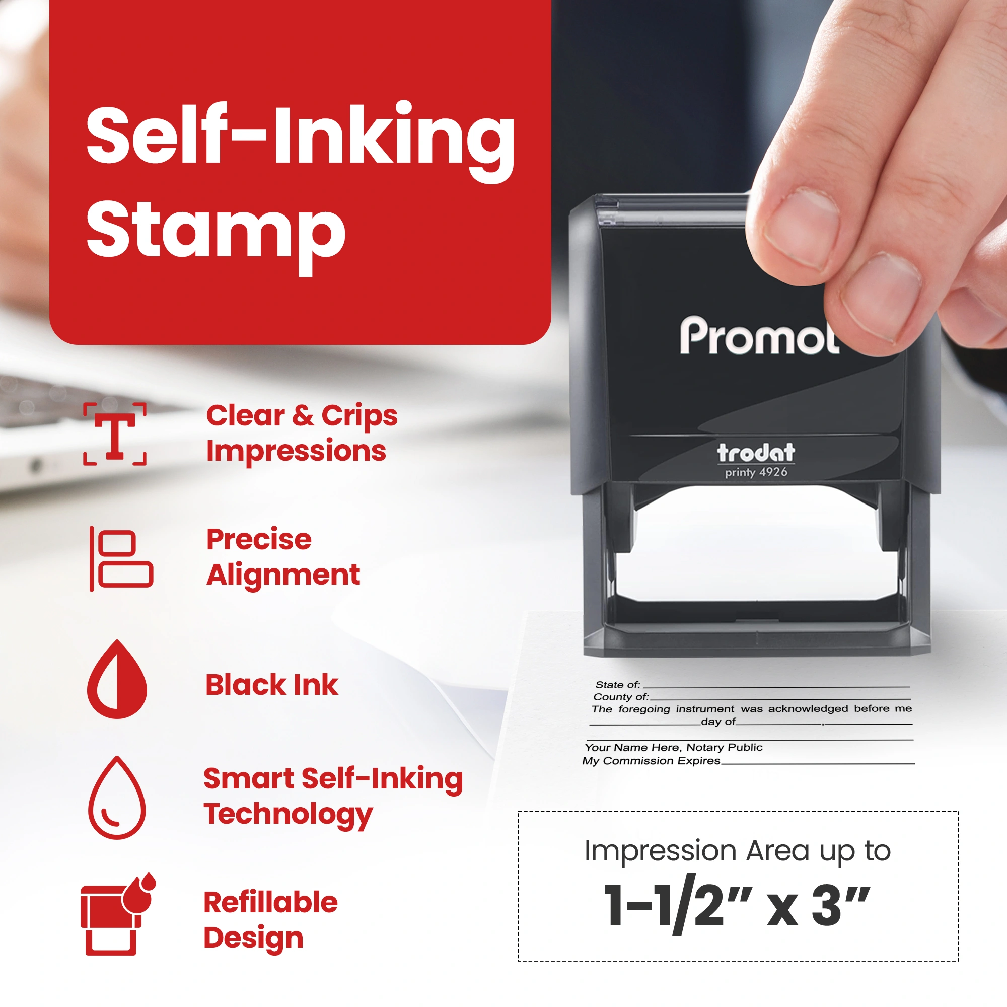 Notary Acknowledgement Stamp (Black)